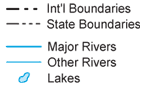 boundaries, rivers, and lakes legend